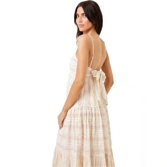 L*SPACE Santorini Maxi Dress Size XL Falling For You Eyelet Boho Beach Resort - Picture 2 of 9